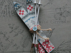 Делаем новогодний сувенир — миниатюрные лыжи | Ярмарка Мастеров - ручная работа, handmade