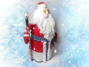 Дед Мороз с личиком из полимерной глины из бутылки и двух шапок | Ярмарка Мастеров - ручная работа, handmade