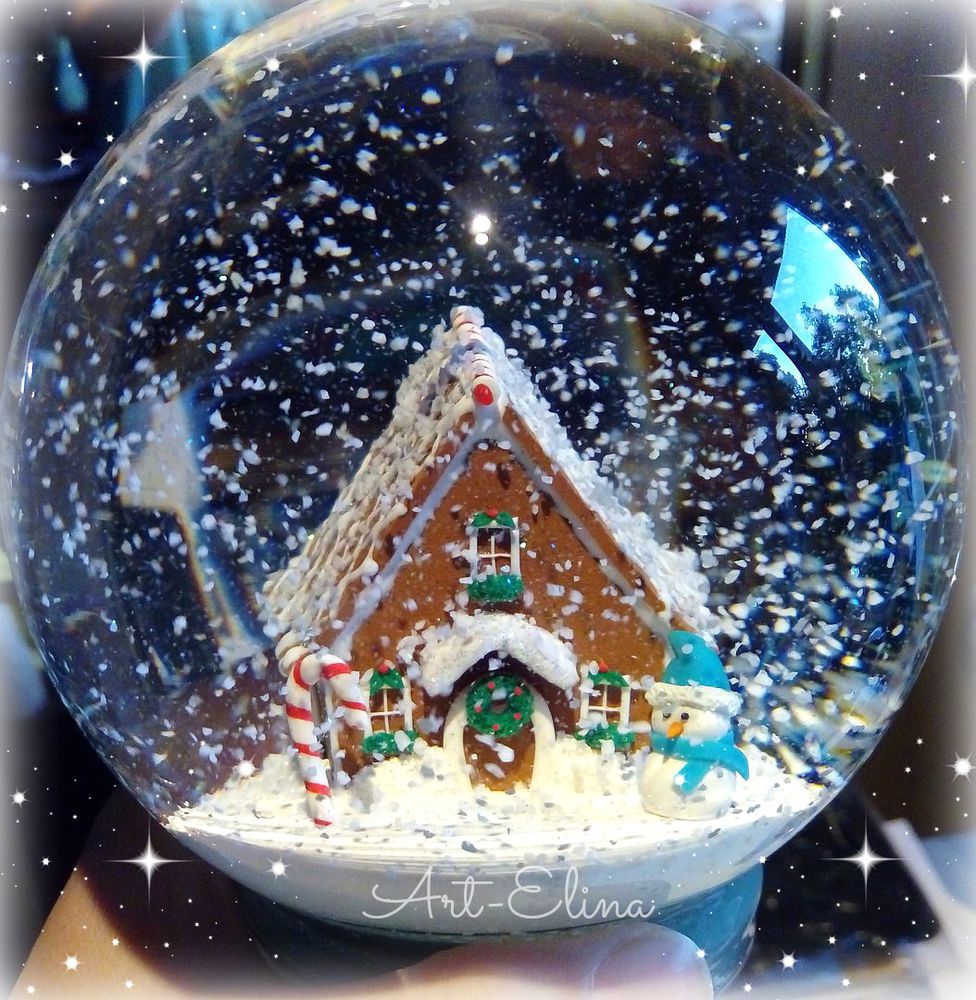 Делаем Снежный шар с пряничным домиком своими руками!!!