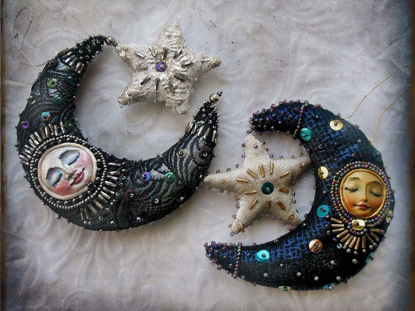 Месяц золотой и серебренный | Ярмарка Мастеров - ручная работа, handmade