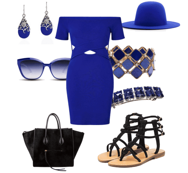 Как носить темно синее платье