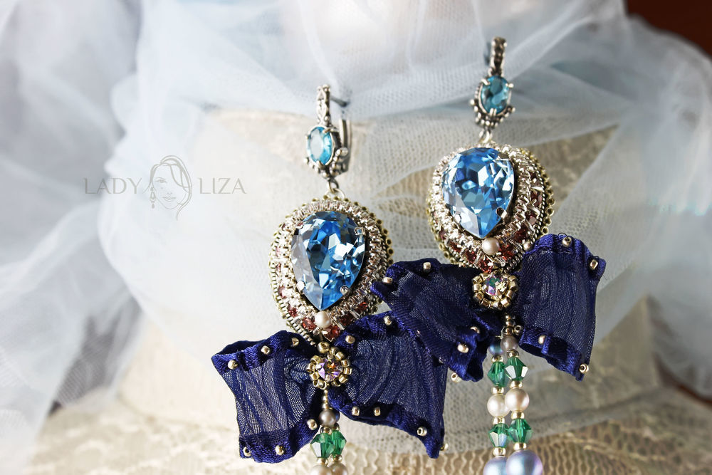 Вышиваем серьги с кристаллами и жемчугом warovski, фото № 1
