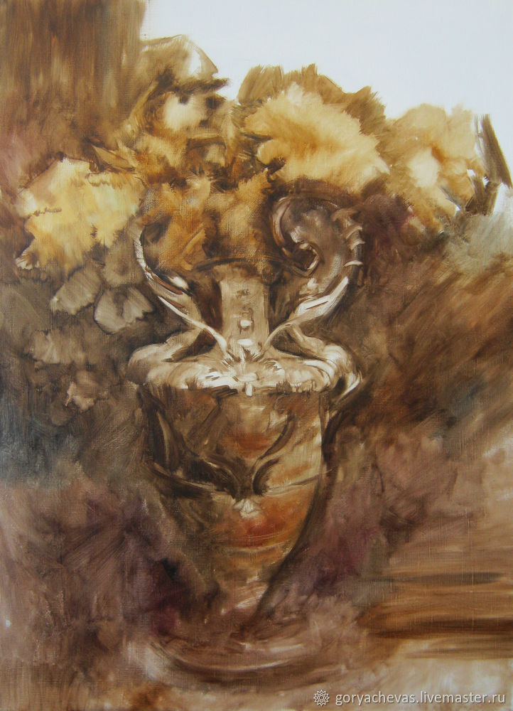 Рисуем картину «Сирень в золотой вазе» в технике многослойной масляной живописи, фото № 1