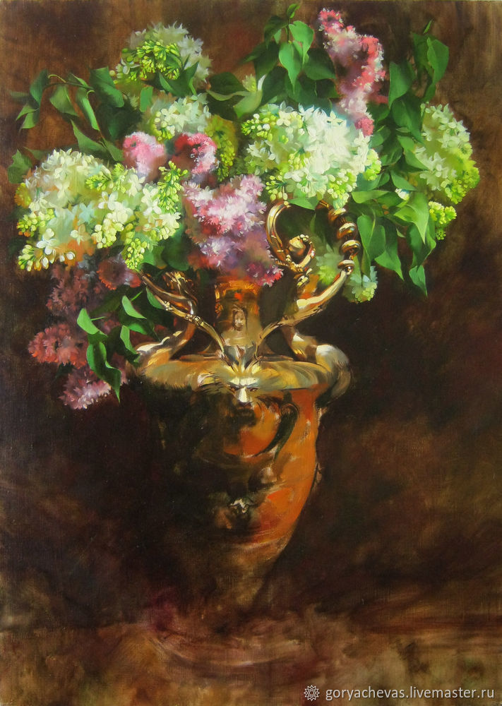 Рисуем картину «Сирень в золотой вазе» в технике многослойной масляной живописи, фото № 10