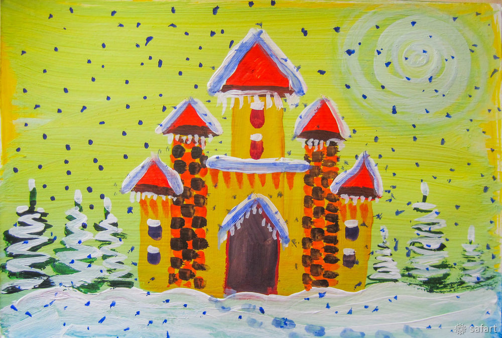Мастер-класс для детей: рисуем сразу красками «Зимний замок»