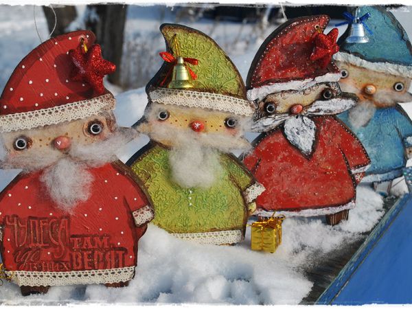 Четыре веселых Дед Морозиков и Снеговик! Новые игрушки | Ярмарка Мастеров - ручная работа, handmade