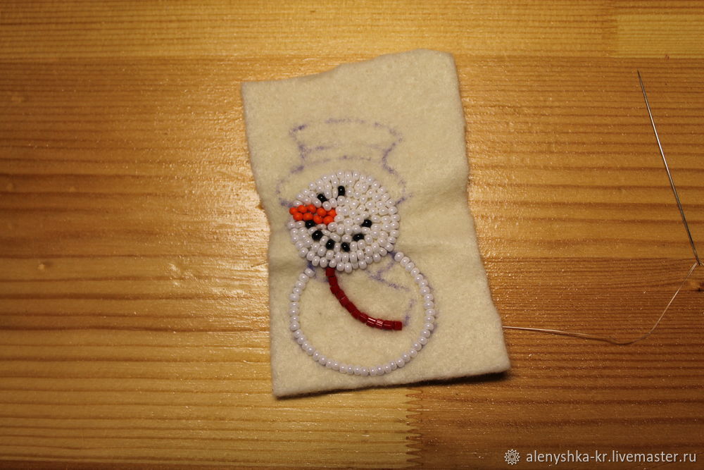 Мастерим брошь «Снеговик», фото № 11