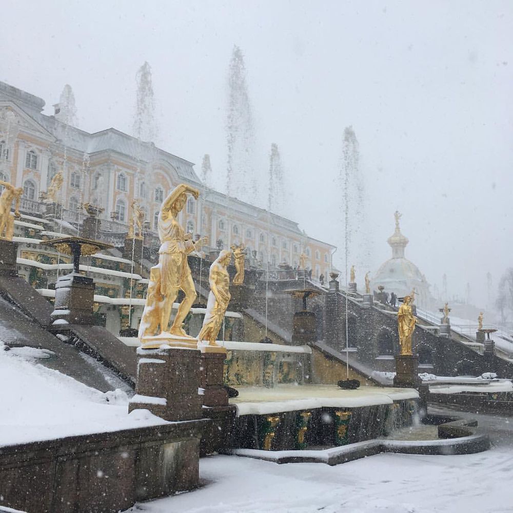 Петергоф в декабре. Заснеженный Петергоф. Петергоф фонтаны зимой. Фонтаны Петергофа в снегу. Заснеженный фонтан Петергофа.