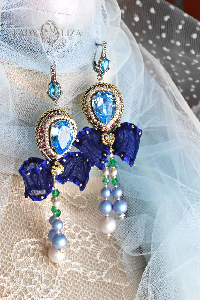 Вышиваем серьги с кристаллами и жемчугом warovski, фото № 2