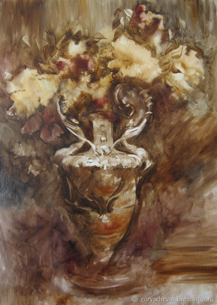 Рисуем картину «Сирень в золотой вазе» в технике многослойной масляной живописи, фото № 2