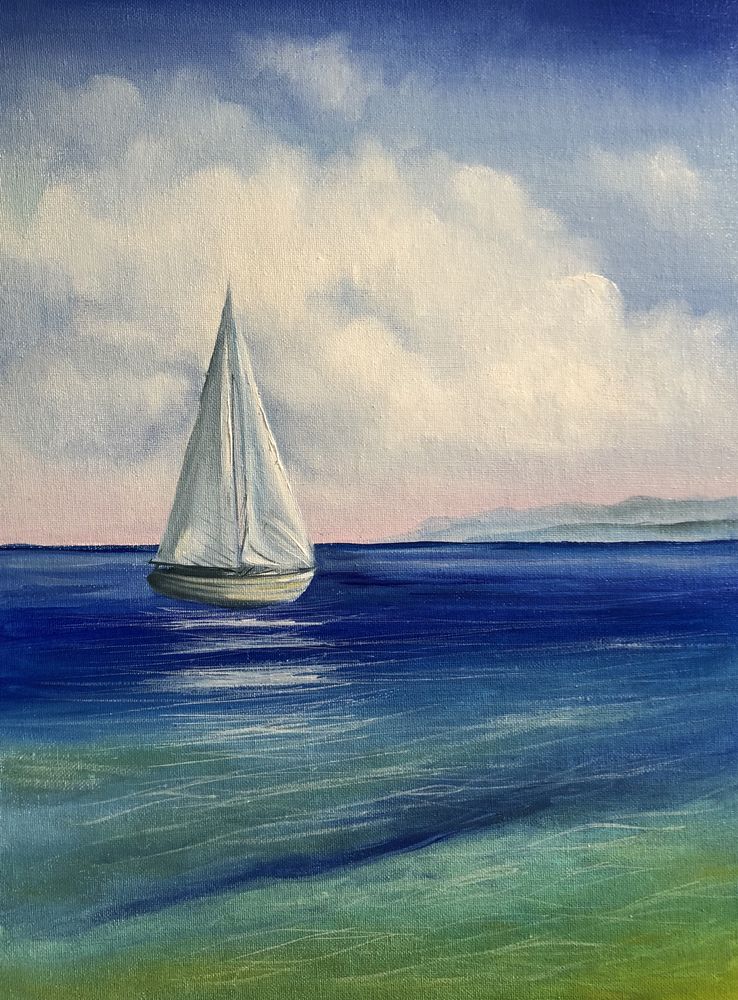 Пишем маслом картину \"Голубая лагуна\" - Дата: 27 октября 2018 2018, 15: ...