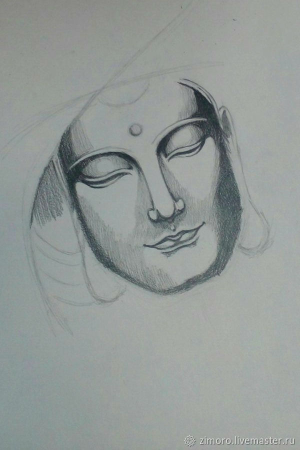Рисуем простым карандашом изображение Будды