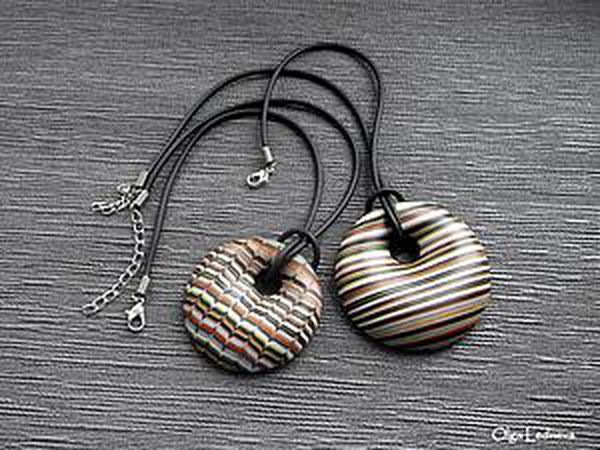 Recycling Polymer Clay Scraps: How to Make a Striped Pendant | Livemaster - handmade