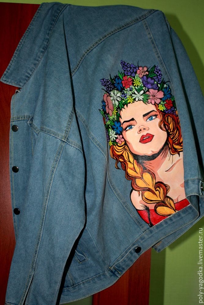 Декорируем джинсовую куртку изображением девушки-славянки в стиле поп-арт, фото № 11