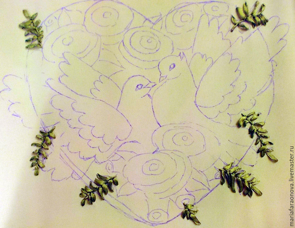 «Вместе навсегда» вышиваем голубков атласными лентами, фото № 2
