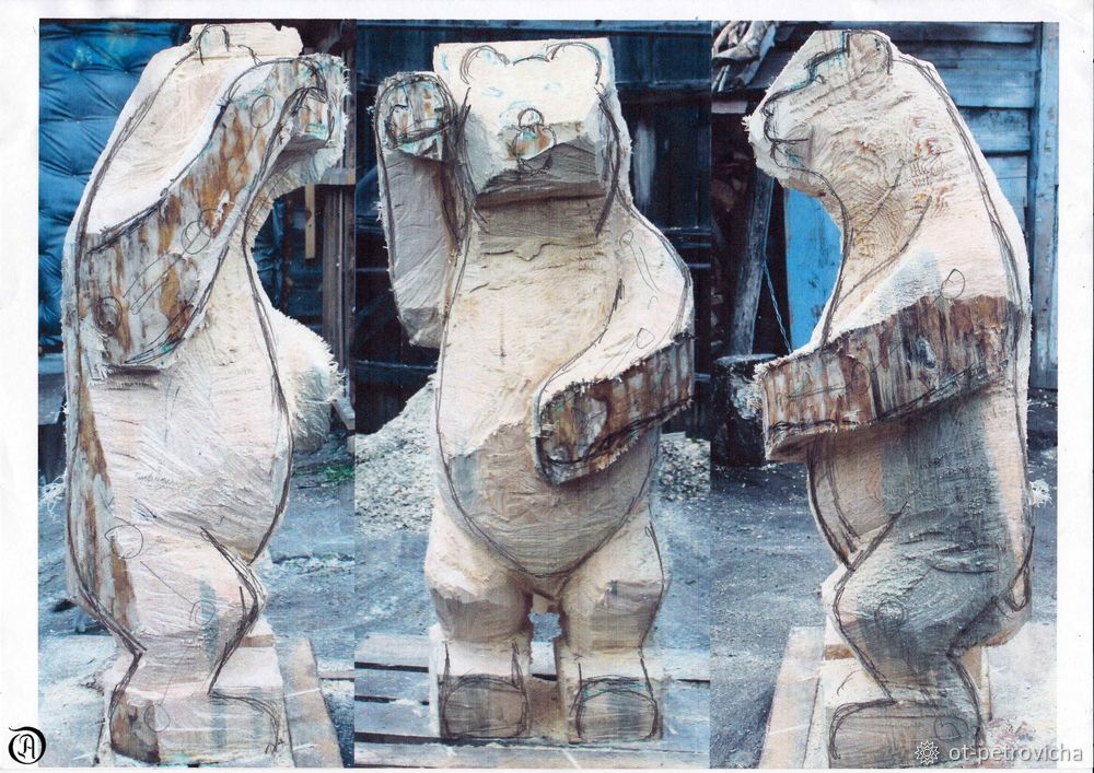 Вырезаем садовую скульптуру «Медведь»