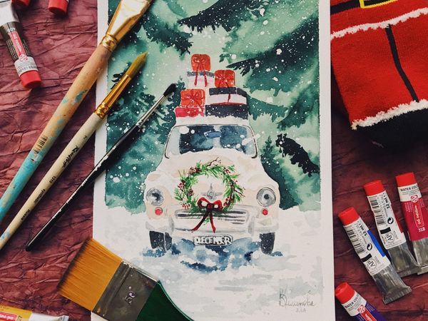 Акварельная Зима | Ярмарка Мастеров - ручная работа, handmade