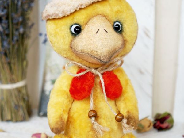 Новогодний утенок тедди Люк | Ярмарка Мастеров - ручная работа, handmade