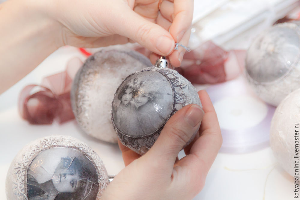 Создаем винтажный ёлочный шар, фото № 20