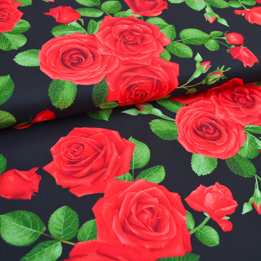 Купить материал розы. Ткань в розочку. Ткань с розами. Ткань с красными розами. Ткань крупные цветы.