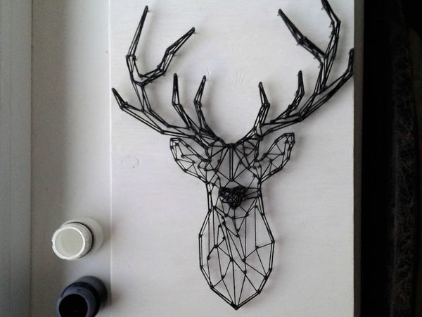 Создаем контурного оленя в технике String Art | Ярмарка Мастеров - ручная работа, handmade