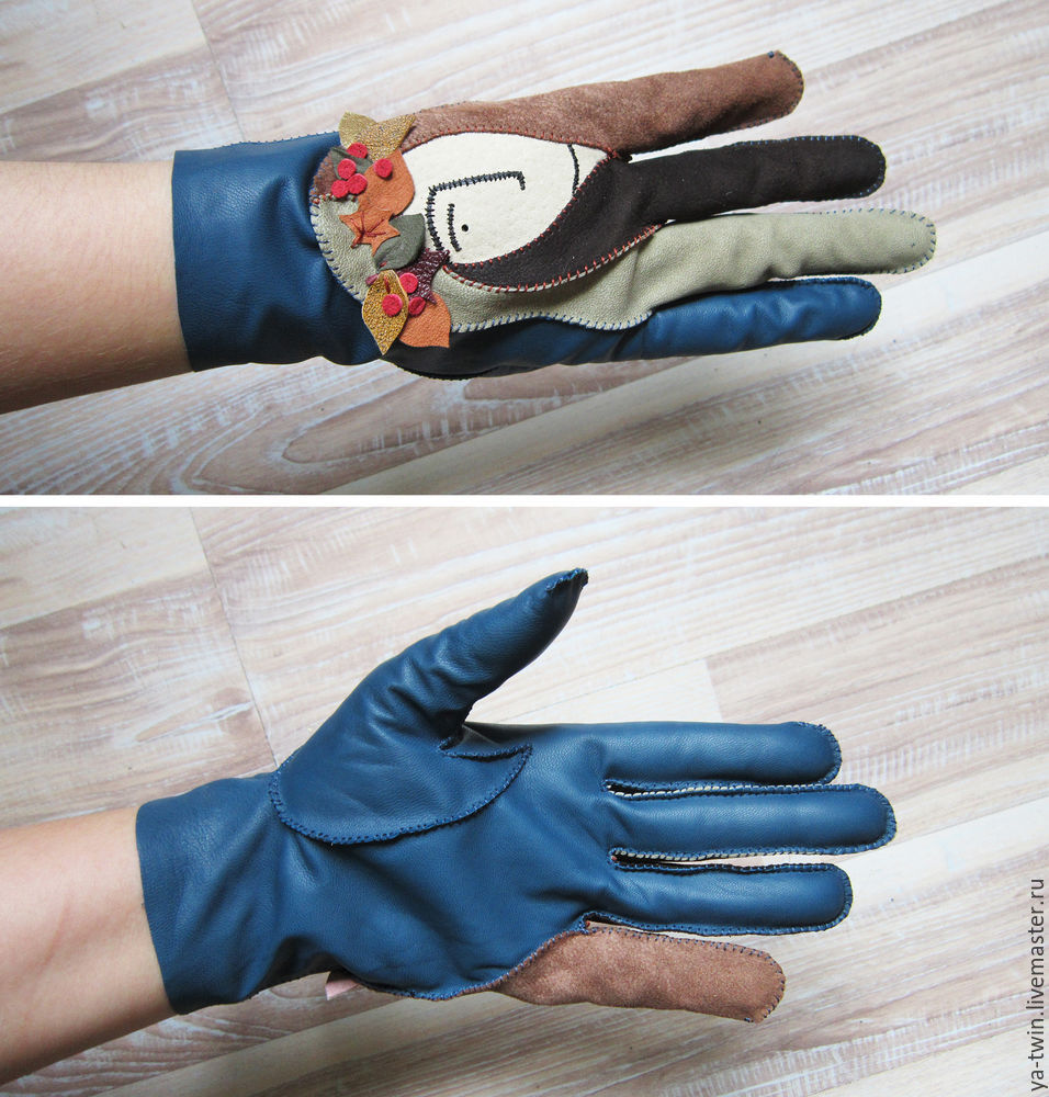 Кожаные перчатки с асимметричным рисунком с нуля