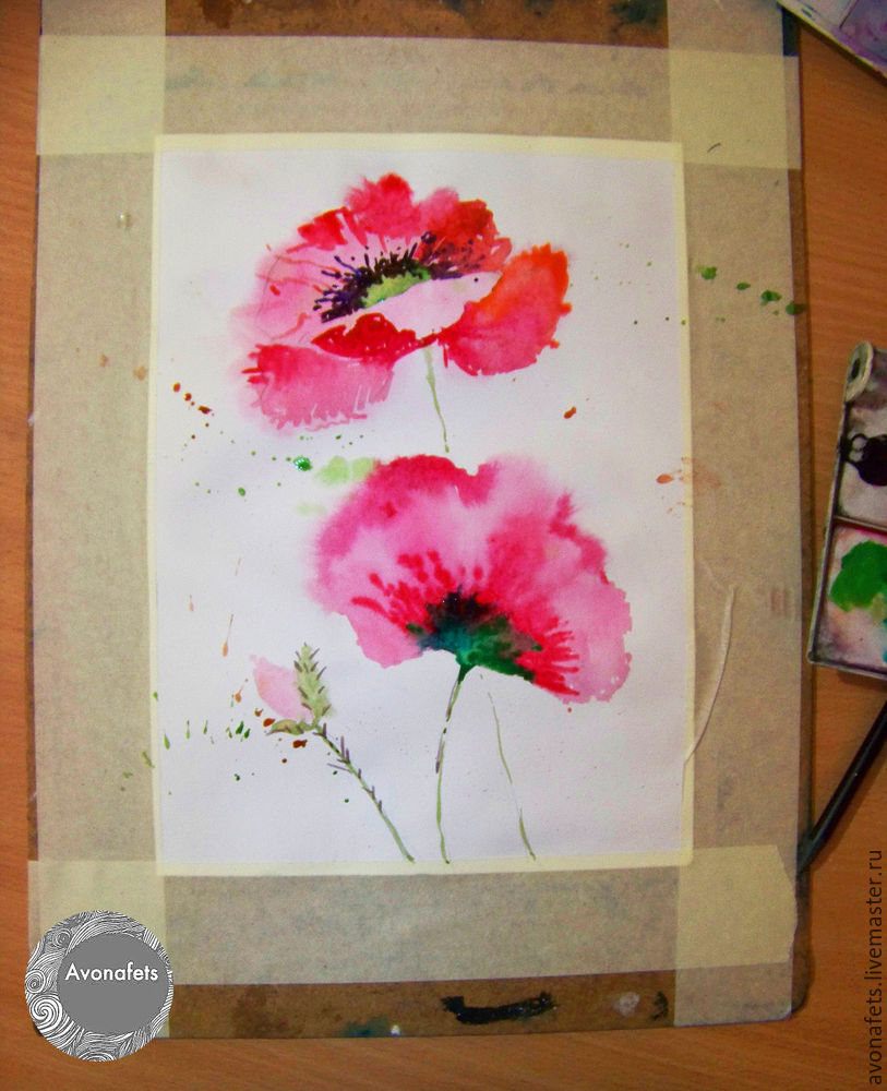 Мастер-класс студии «Семицветики» : маки по мокрой бумаге | VK