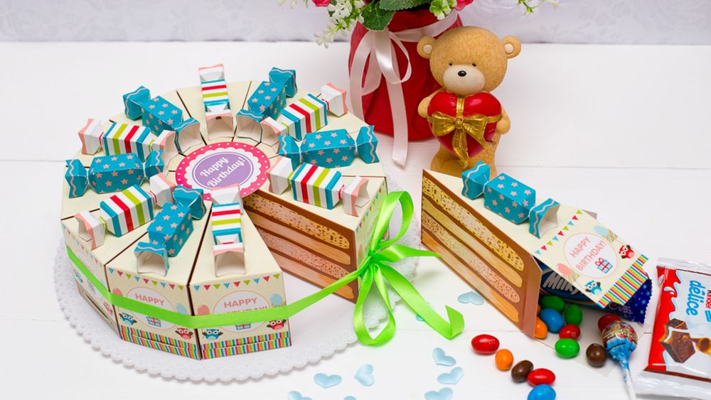 Торт из картона своими руками с пожеланиями и сюрпризом