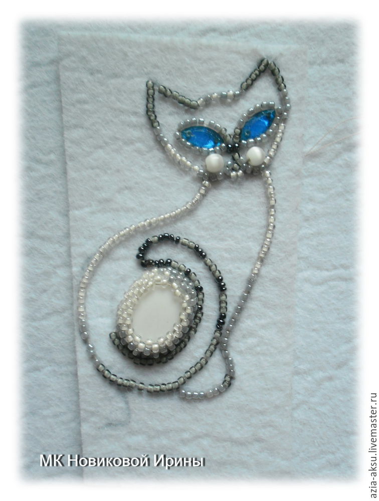 Брошь-кошка из бисера голубоглазая сиамская красавица, изображение № 13