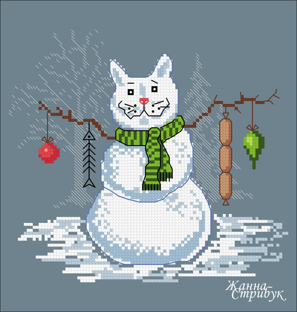 Зимние снеговички котики