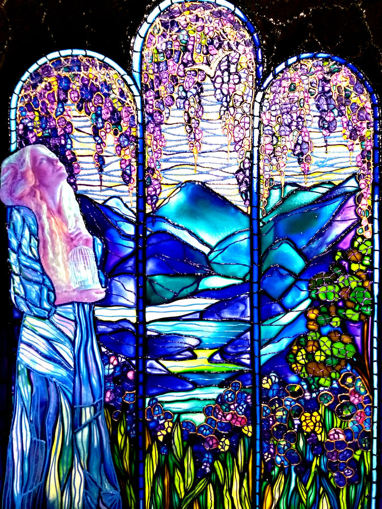 Витражная картина/ декоративный светильник /лампа/ светящееся панно ...