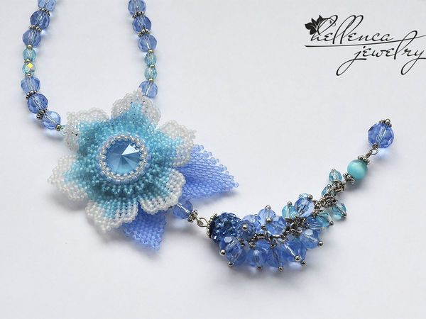 Создаем колье с цветком «Summer Blue» | Ярмарка Мастеров - ручная работа, handmade