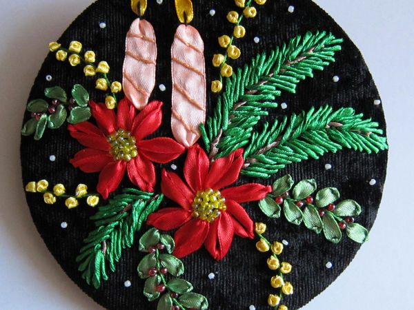 Новогодние игрушки с вышивкой лентами. | Ярмарка Мастеров - ручная работа, handmade