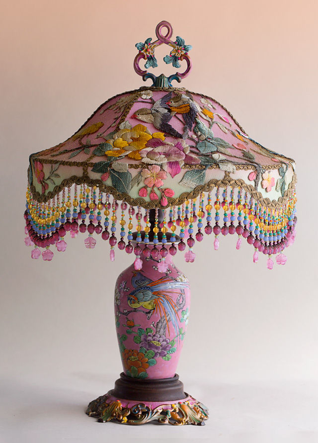 Bohemian Style In Works By Christine, Carnival Glass Bridge Lamp Shade