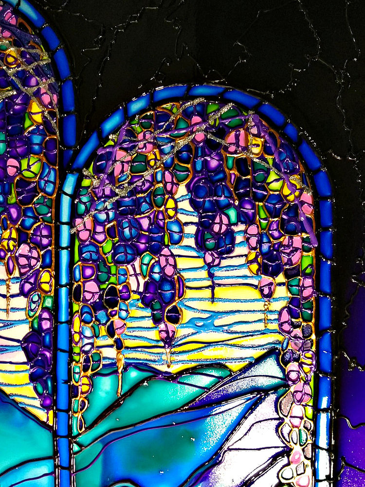 Витражная картина/ декоративный светильник /лампа/ светящееся панно ...