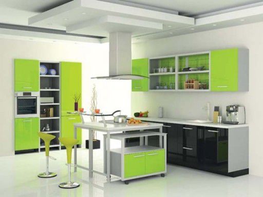 Дизайн кухни зеленые стены