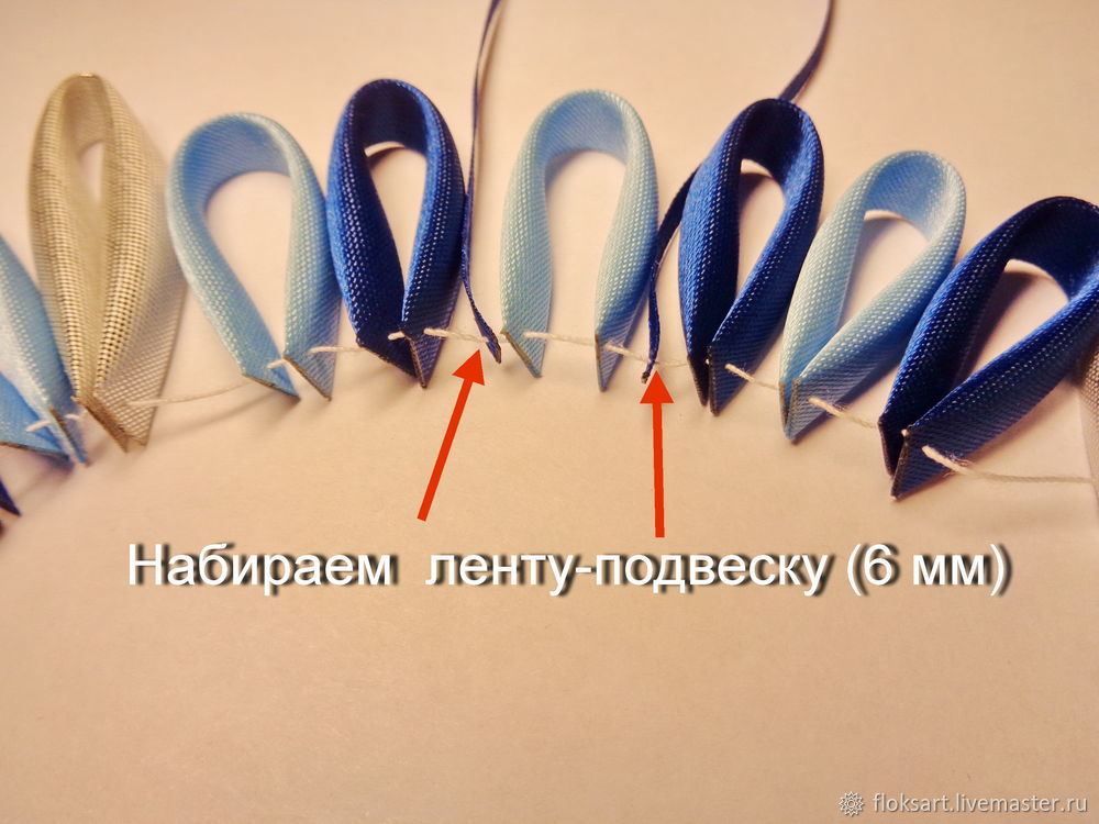 Елочная игрушка из бейки в технике канзаши «Звездочка с кисточкой», фото № 9