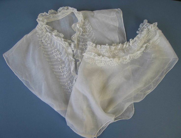 Two 19th Century Whitework Lace Trimmed Chemisettes 1840 | eBay seller jaruk, both have darns: