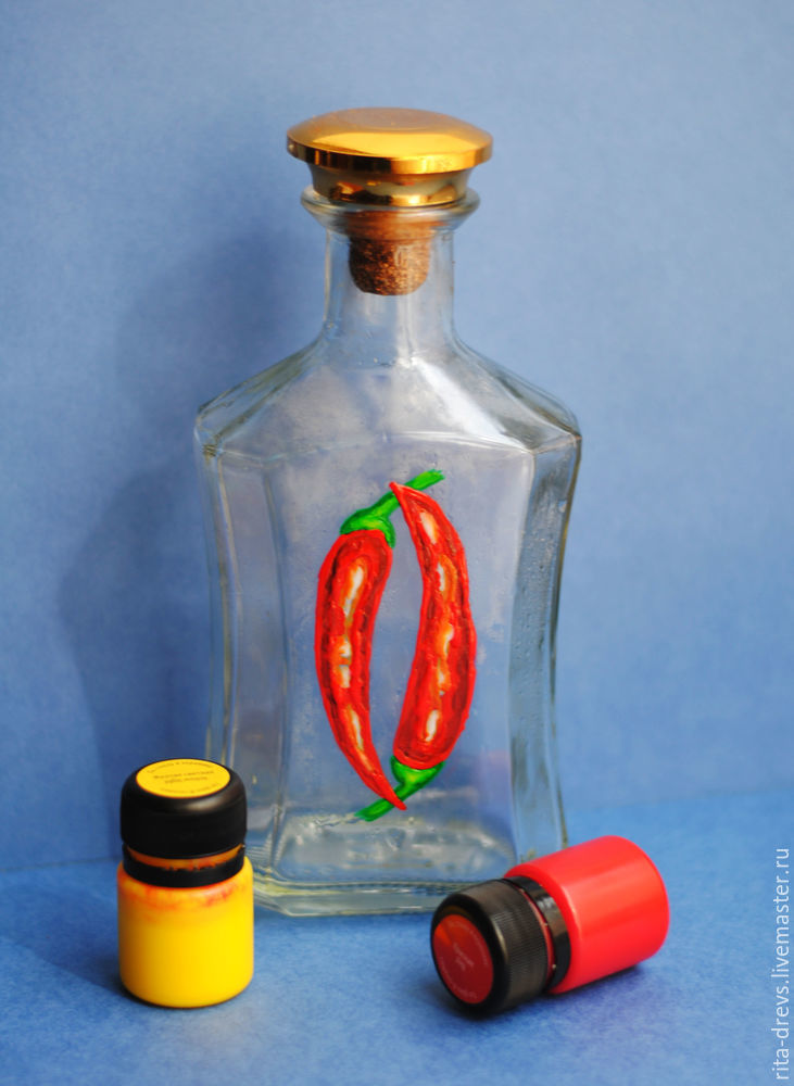 Декорируем бутылки акриловыми красками занятие на Вачанге