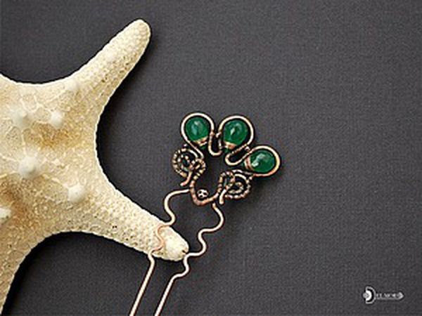 Wire Wrap DIY: Making a Green Garden Hairpin | Livemaster - handmade