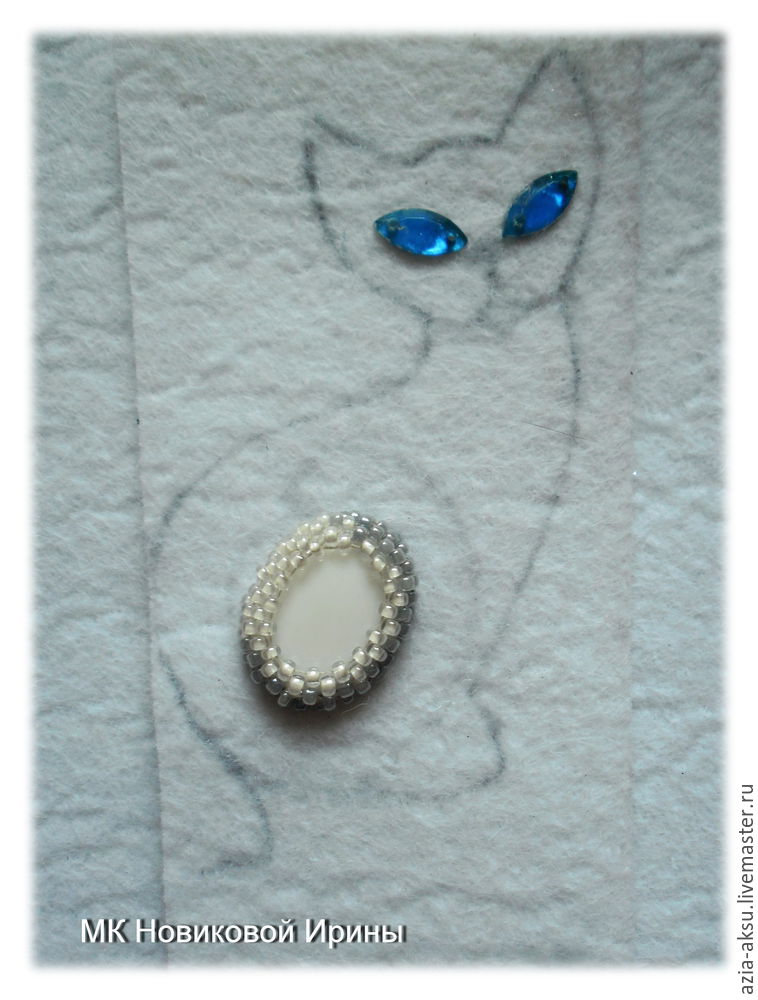 Брошь-кошка из бисера голубоглазая сиамская красавица, изображение №10