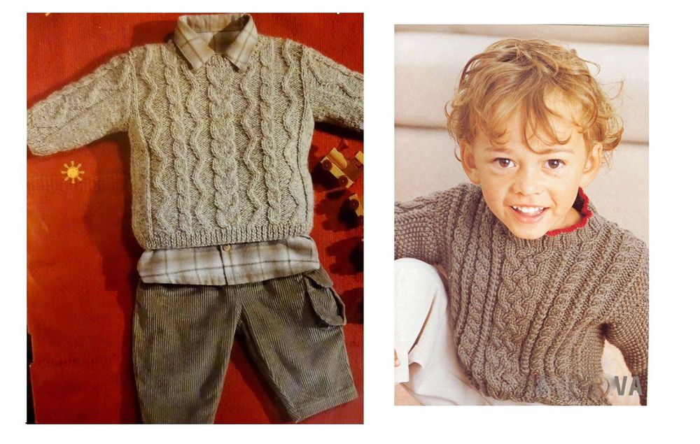 Как связать детский свитер с косами для мальчика
