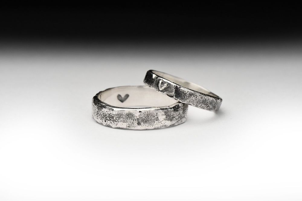 Обручальные кольца Верность из серебра 925 пробы с чернением, кольца с сердцем