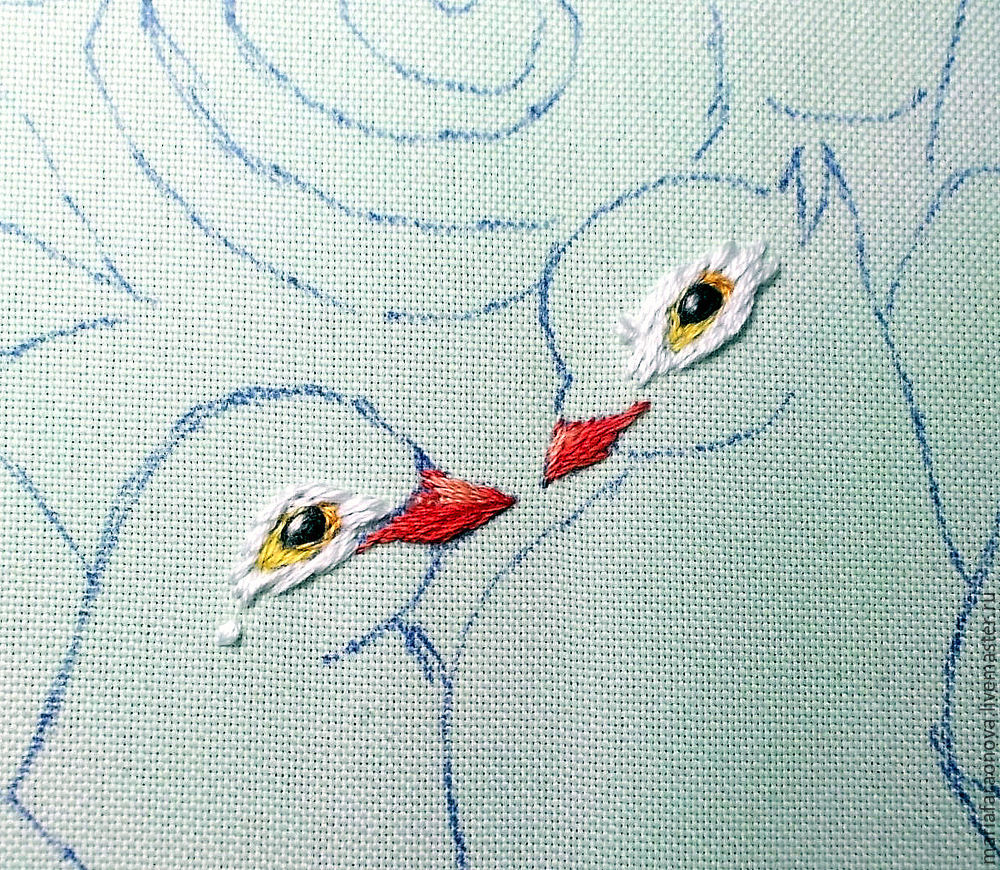 «Вместе навсегда» вышиваем голубков атласными лентами, фото № 9