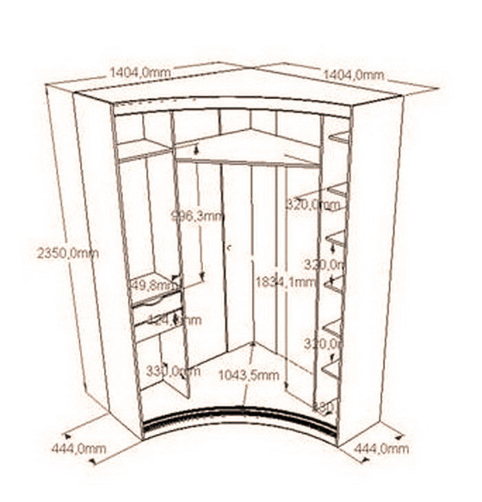 Шкафы купе с размерами и чертежами