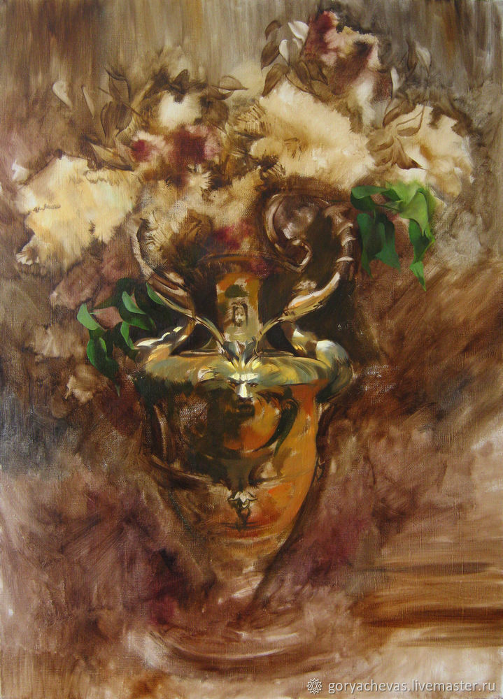 Рисуем картину «Сирень в золотой вазе» в технике многослойной масляной живописи, фото № 3