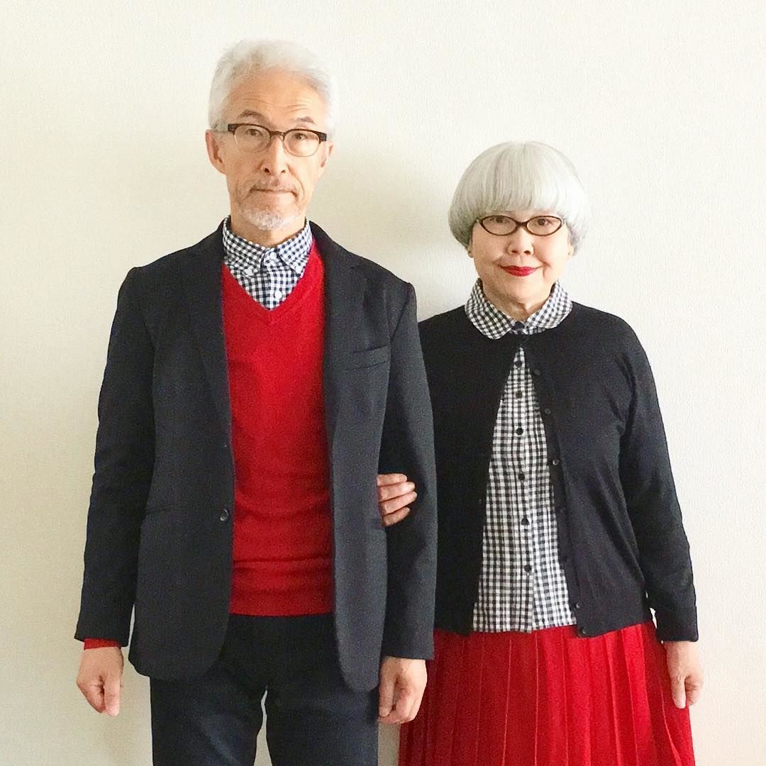 Older Japanese Couple Wear Amazing Coordinating Outfits