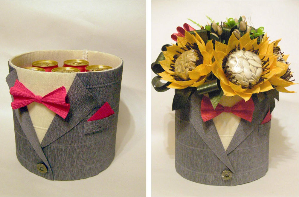 Креативный букет для мужчины гранд пинк хризантема