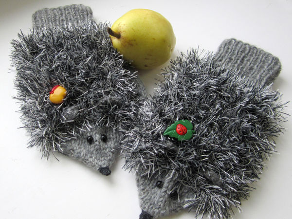 Варежки-ёжики. Готовая работа. | Ярмарка Мастеров - ручная работа, handmade