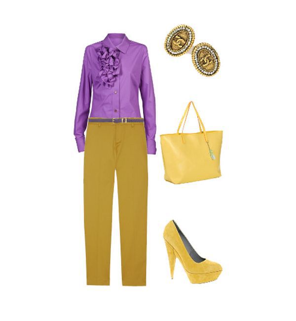 Сочетание фиолетового с желтым в одежде